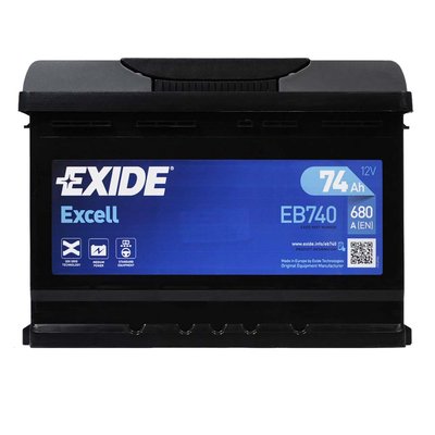 Автомобільний акумулятор EXIDE Excell 74Аh 680Ah R+ (правий +) EB740 564958894725 фото