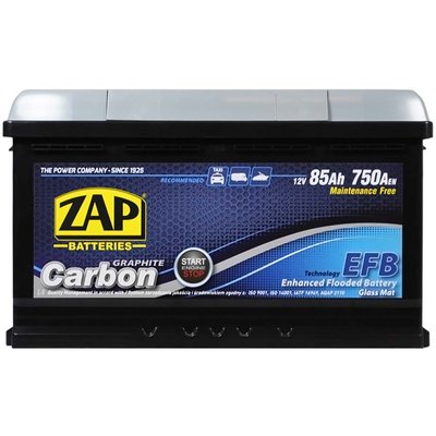 Автомобильный аккумулятор ZAP Carbon EFB 85Ah 750A R+ (правый +) L4 (585 05) 564958894593 фото
