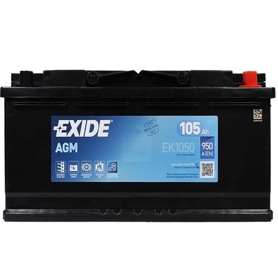 Автомобильный аккумулятор EXIDE Start-Stop AGM 105Аh 950A R+ (правый +) EK1050 564958894723 фото
