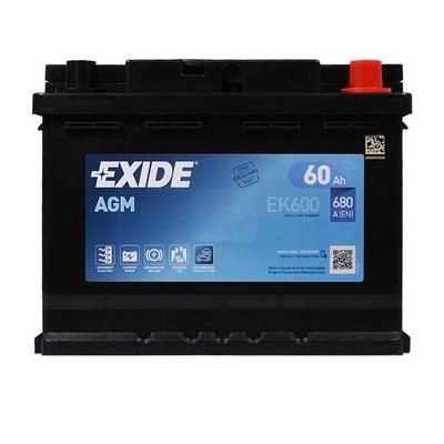 Автомобильный аккумулятор EXIDE Start-Stop AGM 60Аh 680A R+ (правый +) EK600 564958894693 фото