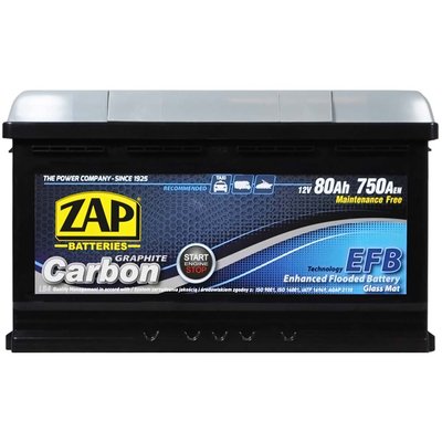 Автомобильный аккумулятор ZAP Carbon Start Stop 80Аh 750А R+ (правый +) 564958888287 фото