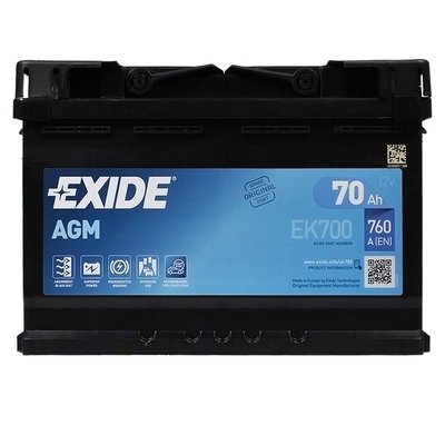 Автомобильный аккумулятор EXIDE Start-Stop AGM 70Аh 760A R+ (правый +) EK700 564958894694 фото