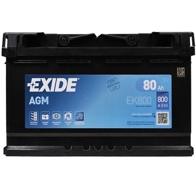 Автомобильный аккумулятор EXIDE Start-Stop AGM 80Аh 800A R+ (правый +) EK800 564958894695 фото
