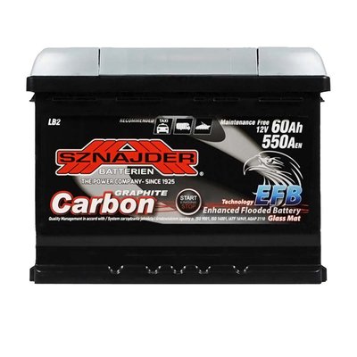 Автомобильный аккумулятор SZNAJDER Carbon Start Stop EFB 60Аh 550А R+ (правый +) 560 08 564958887002 фото