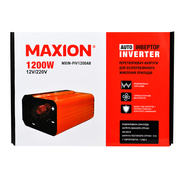 Інвертор MAXION 1200W модифікована синусоїда 1022406 фото