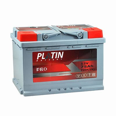 Автомобильный аккумулятор PLATIN Pro 75Ah 720A R+ (правый +) MF 564958890471 фото