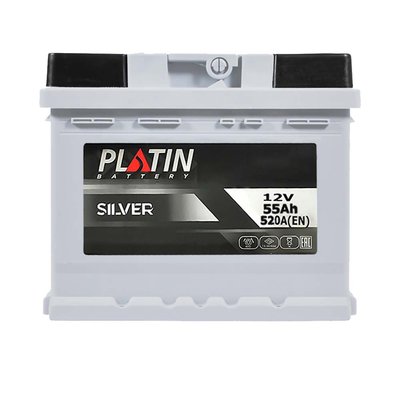 Автомобильный аккумулятор PLATIN Silver 55Ah 520A R+ (правый +) MF LB1 564958893501 фото