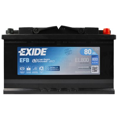 Автомобильный аккумулятор EXIDE (EL800) Start-Stop EFB 80Аh 720A R+ 566125885165 фото