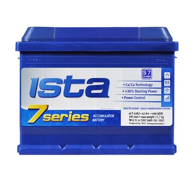 Автомобильный аккумулятор ISTA 7 Series (L2) 62Ah 600A R+ 566125885224 фото