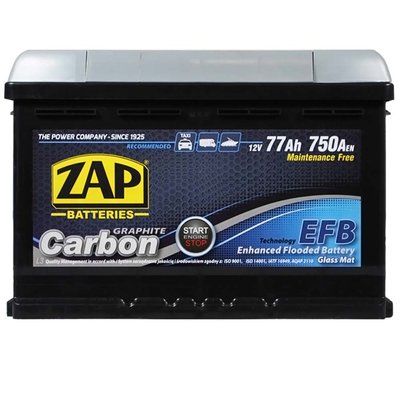 Автомобільний акумулятор ZAP Carbon EFB 77Аh 750А R+ (правий +) 577 05 564958888257 фото